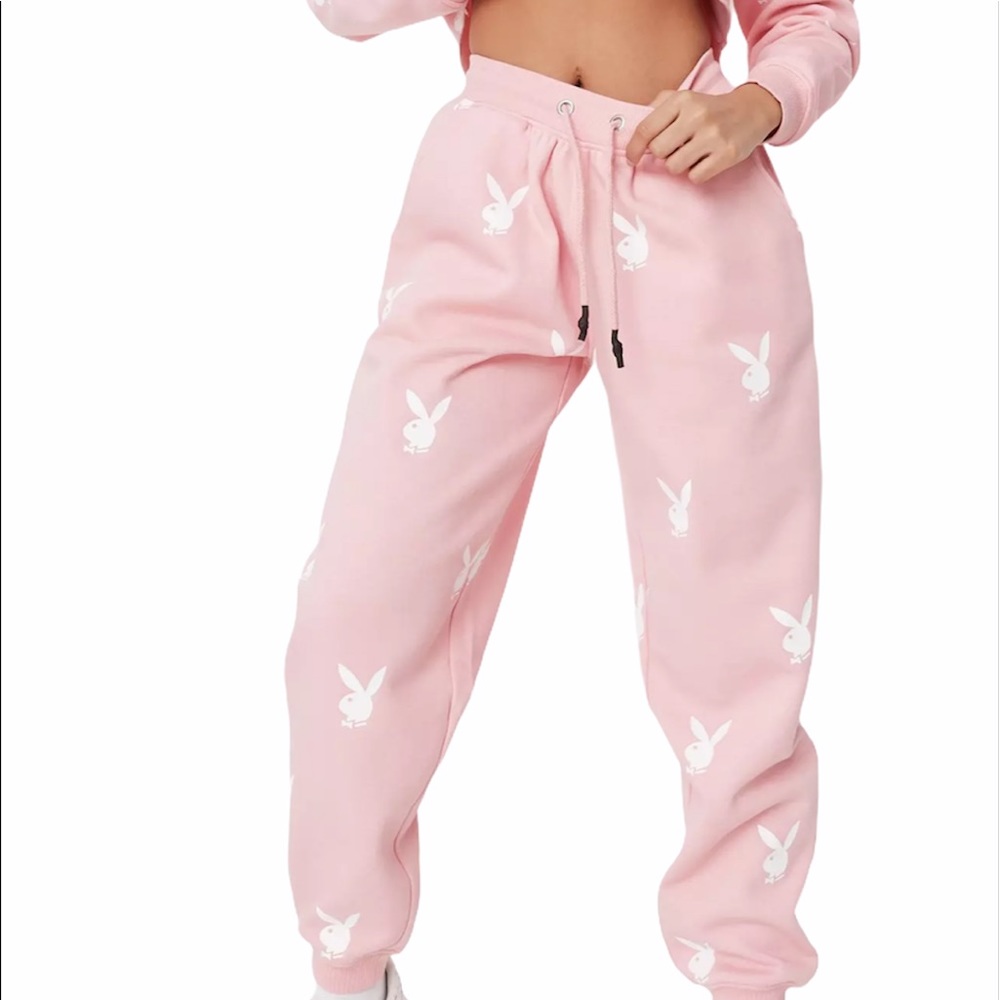 🔄 Playboy Pink Repeat Print Oversized Joggers